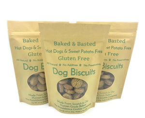 3 Pack - Hot Dogs & Sweet Potato Fries Gluten Free Gourmet Dog Biscuits